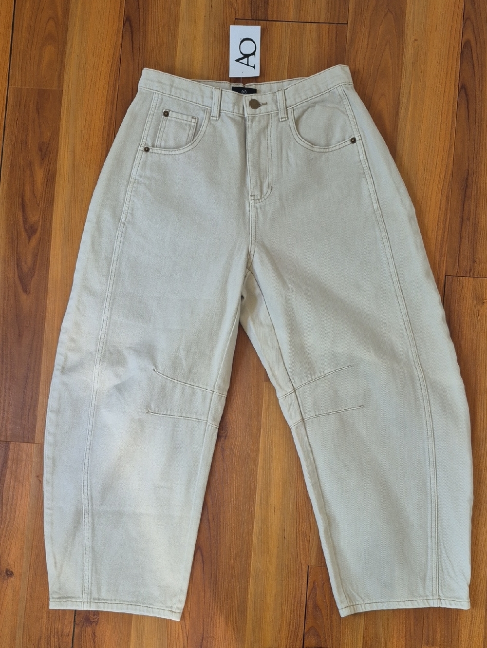AQ Cream Wide Leg Flare Jeans